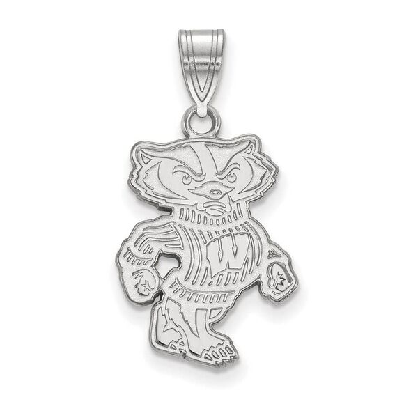 14k White Gold U. of Wisconsin Large Badgers Pendant